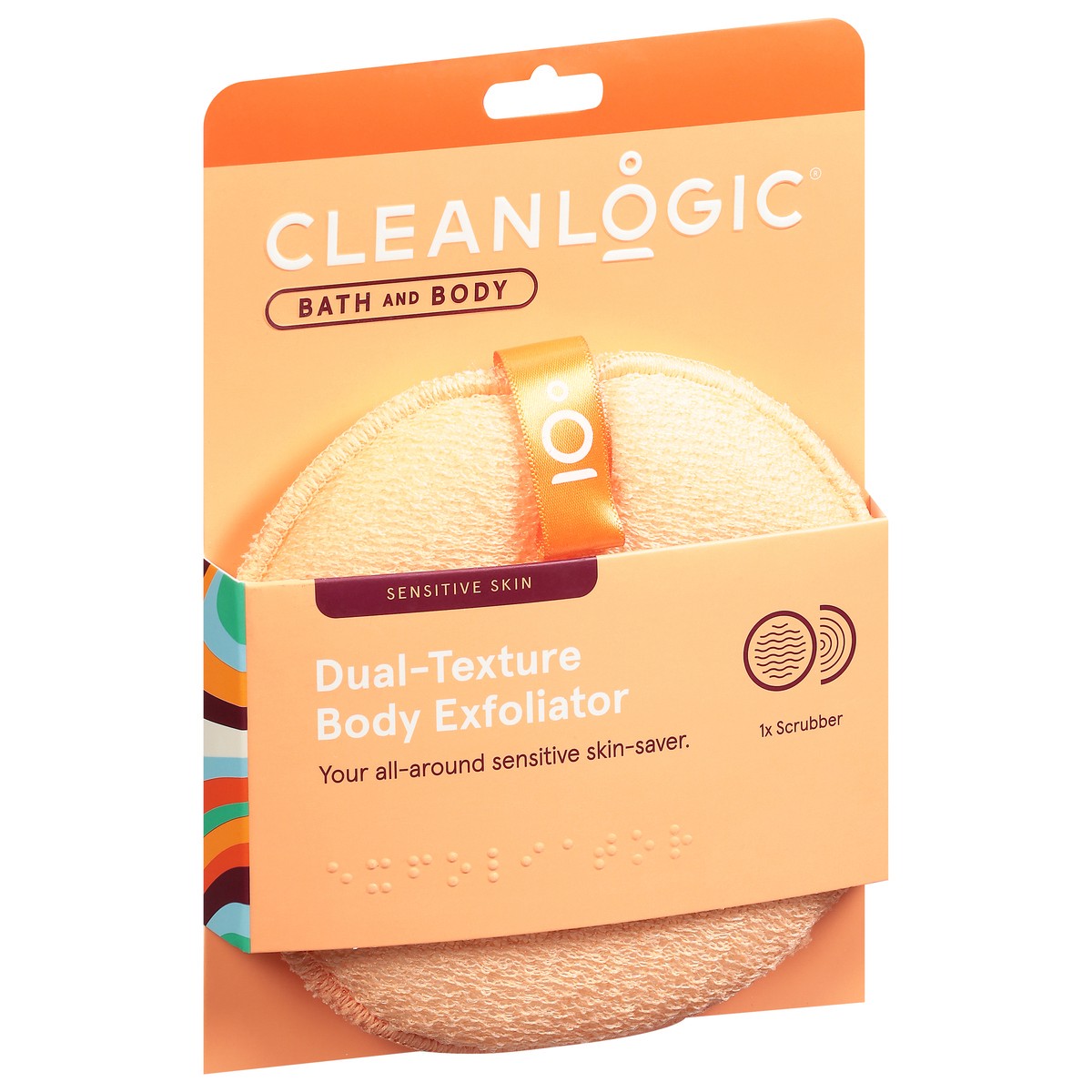 slide 8 of 9, cleanlogic Sensitive Skin Dual-Texture Body Exfoliator 1 ea, 1 ct