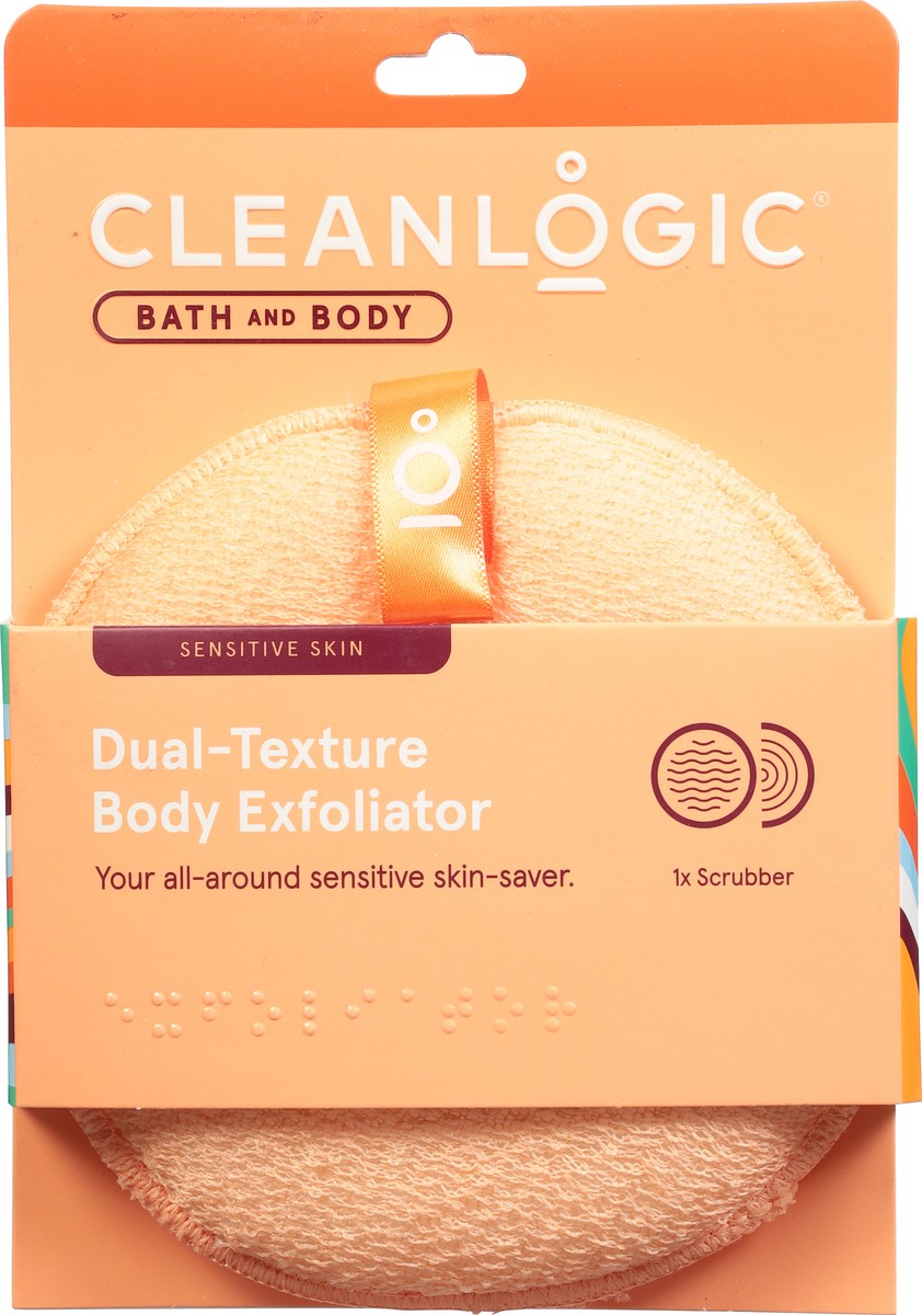 slide 6 of 9, cleanlogic Sensitive Skin Dual-Texture Body Exfoliator 1 ea, 1 ct