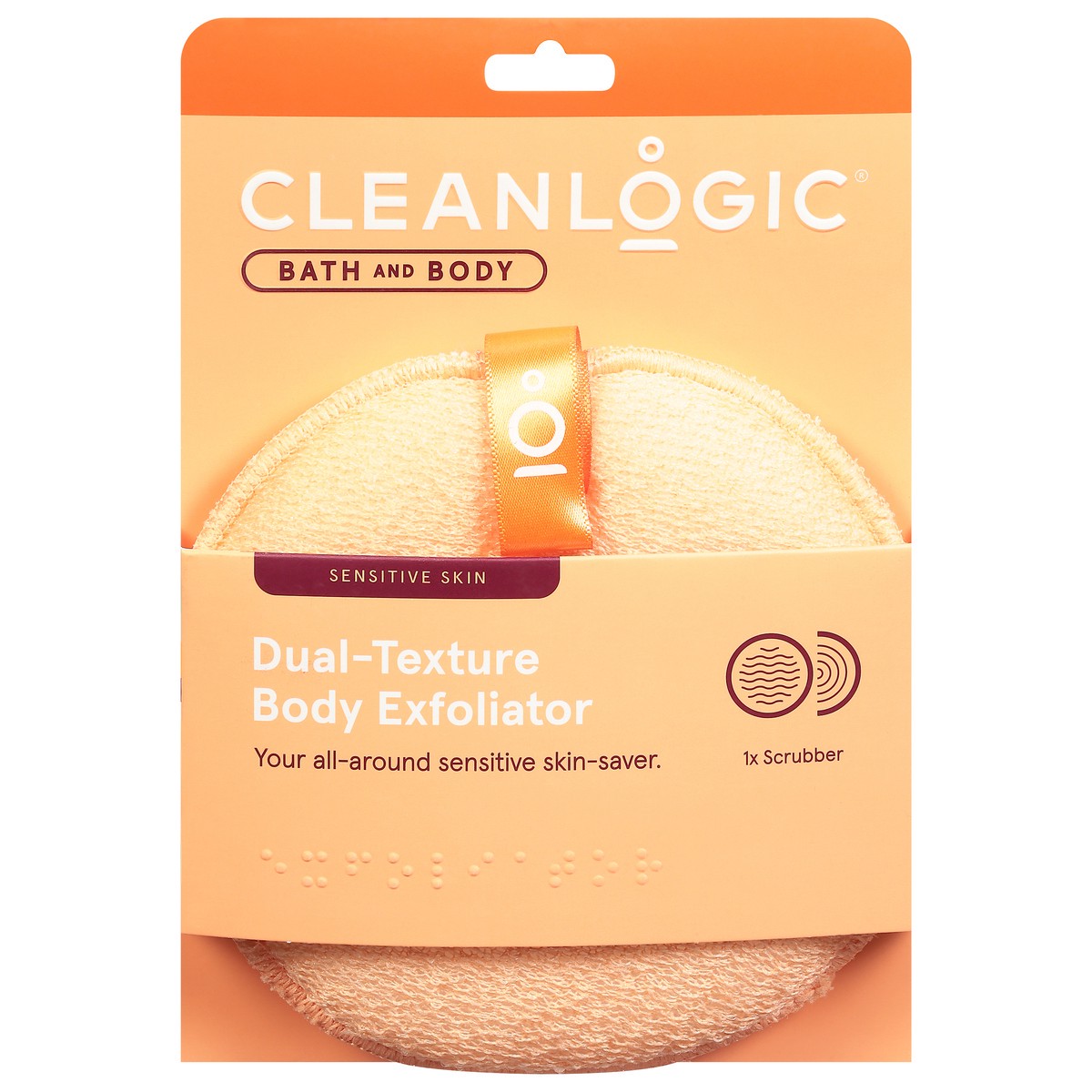 slide 5 of 9, cleanlogic Sensitive Skin Dual-Texture Body Exfoliator 1 ea, 1 ct