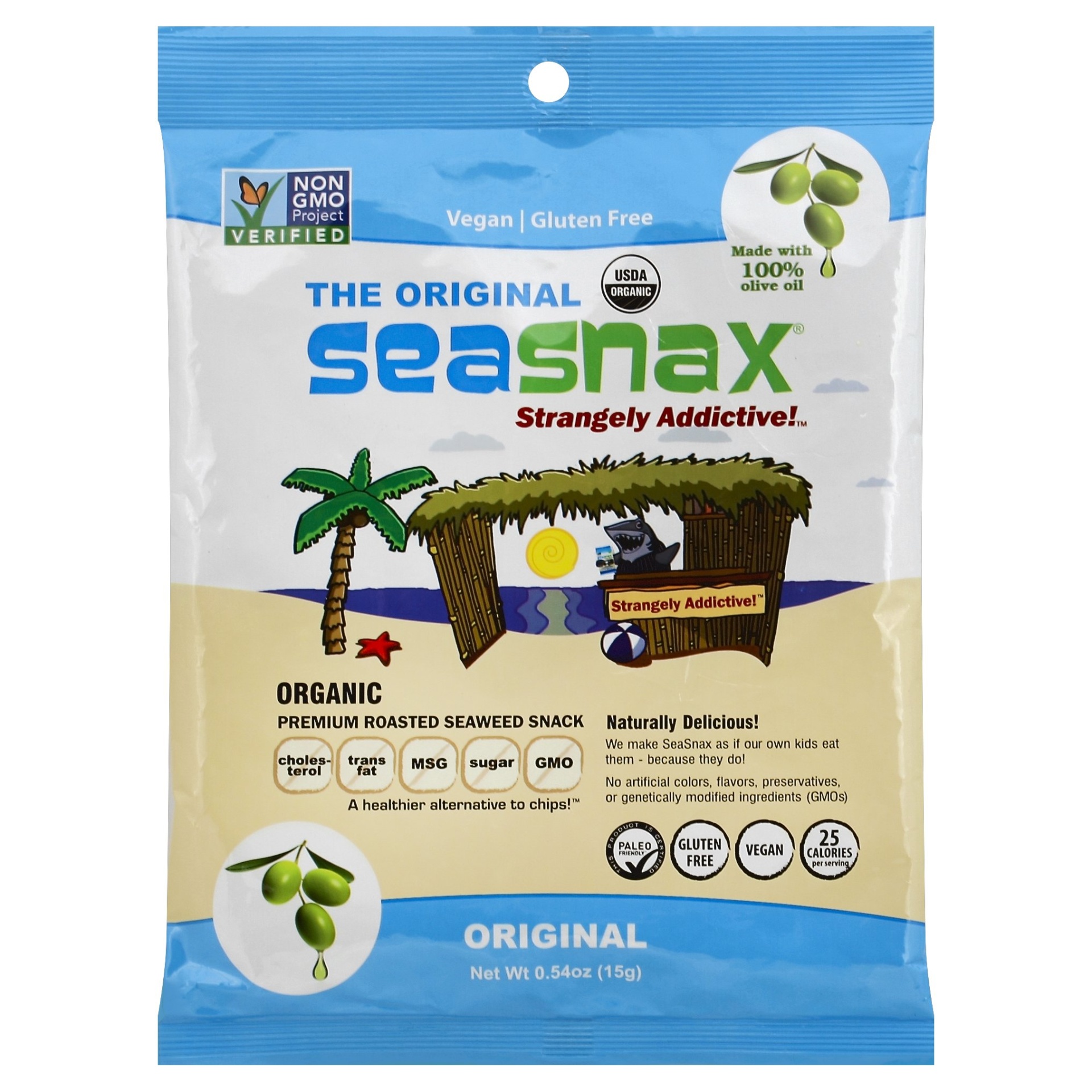 slide 1 of 1, SeaSnax Roasted Olive Seaweed Snack, 0.54 oz