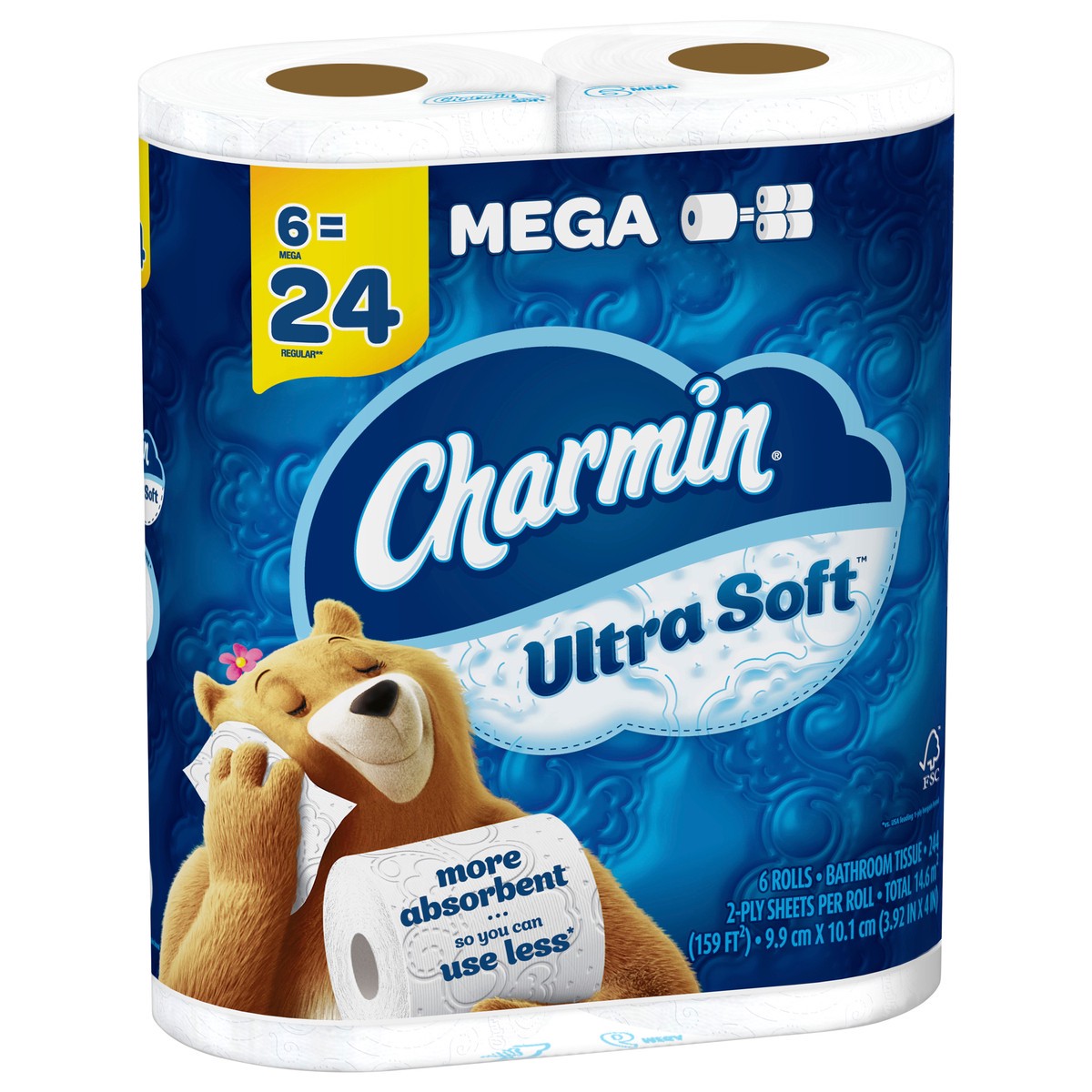 slide 4 of 5, Charmin Ultra Soft Toilet Paper 6 Mega Rolls, 244 Sheets Per Roll, 6 ct