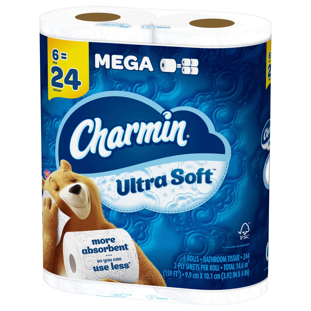 slide 5 of 5, Charmin Ultra Soft Toilet Paper 6 Mega Rolls, 244 Sheets Per Roll, 6 ct