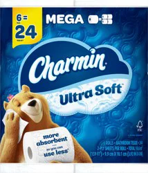 Charmin Ultra Soft Toilet Paper 6 Mega Rolls, 244 Sheets Per Roll