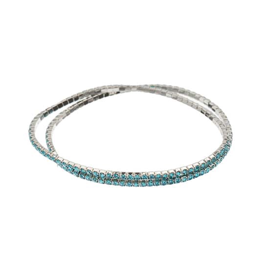 slide 1 of 3, Crystal Lane Diy Silver & Aquamarine Rhinestones Bracelets, 2ct., 2 ct