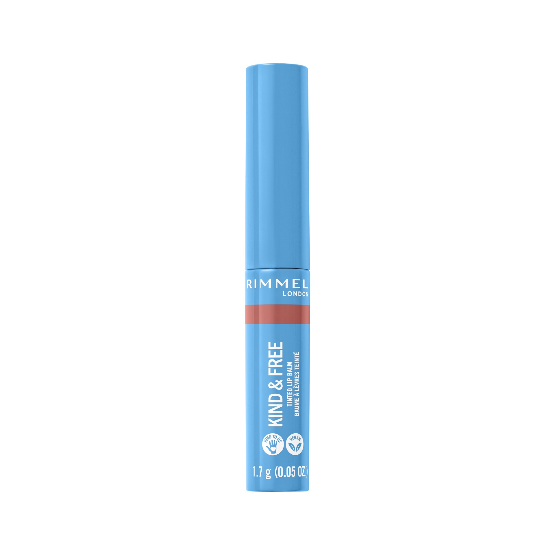 slide 1 of 3, COTY RIMMEL LONDON Rimmel Kind & Free Tinted Lip Balm, 100% Vegan, Oil-Free, Cruelty-Free, Fragrance-Free, 002 Apricot Beauty, 0.05 oz