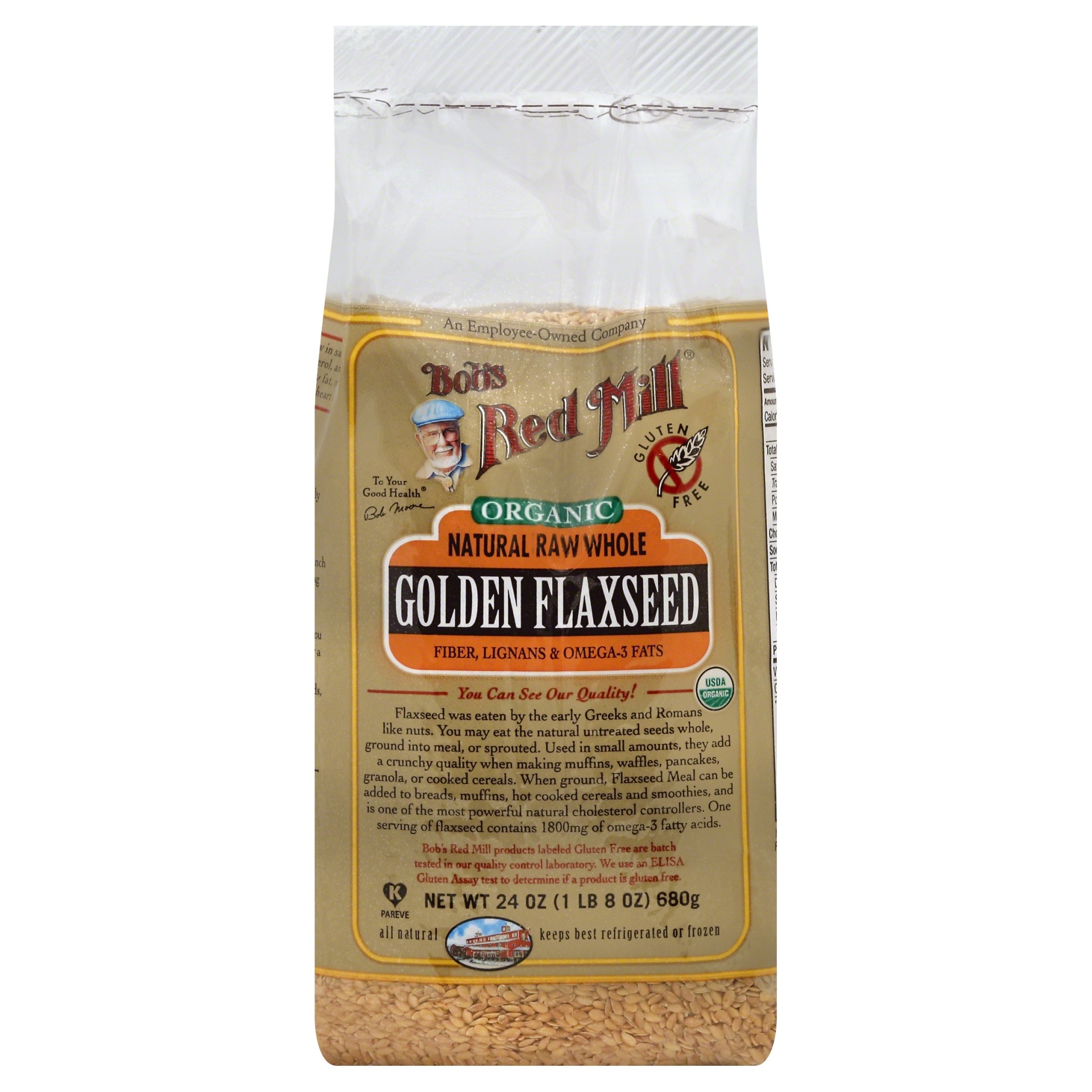 slide 1 of 5, Bob's Red Mill Organic Flaxseeds Golden, 24 oz