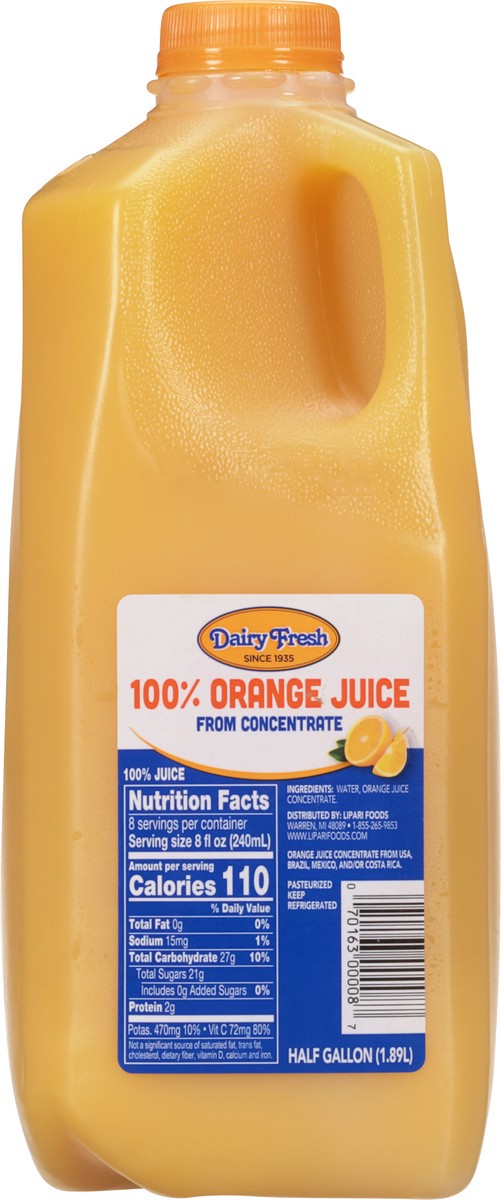 slide 6 of 9, Dairy Fresh Orange 100% Juice 0.5 gal, 1/2 gal