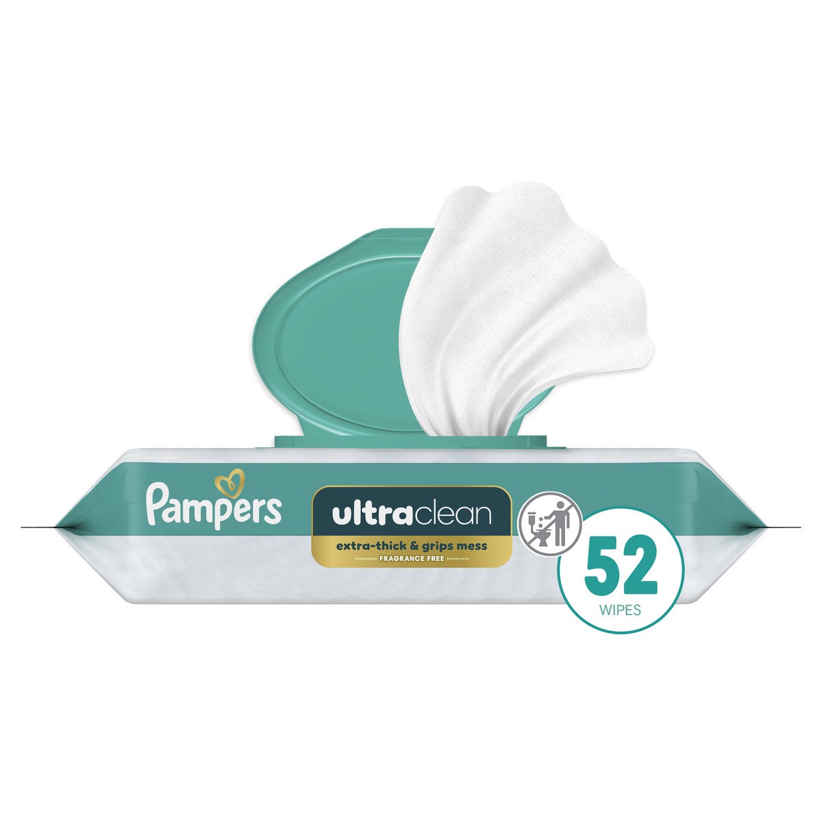 slide 1 of 10, Pampers Ultraclean Baby Wipes (Previously 'Free & Gentle'), 99% Water, Hypoallergenic, Unscented, 100% Plant Based, Plastic-Free Baby Wipes, 52 Baby Wipes Total (1X Flip-Top Packs), 52 ct