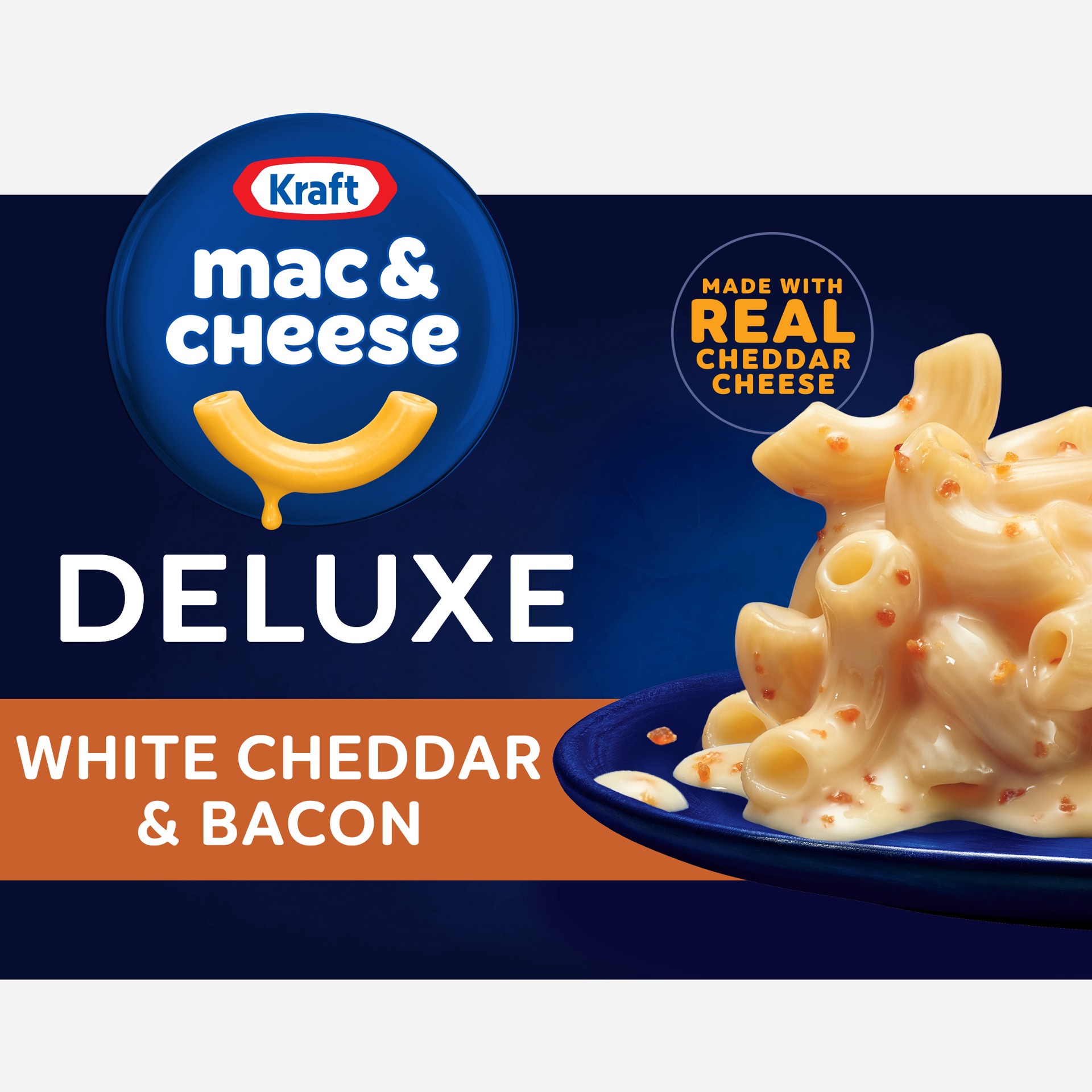 slide 1 of 14, Kraft Deluxe White Cheddar & Bacon Mac & Cheese Macaroni and Cheese Dinner, 11.9 oz Box, 11.9 oz