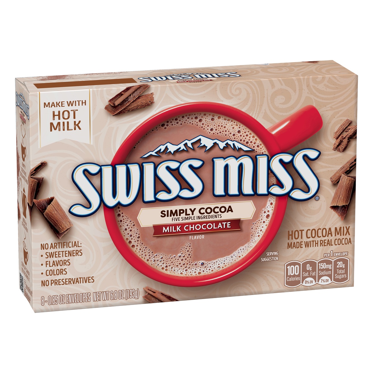 slide 2 of 11, Swiss Miss Simply Cocoa Milk Chocolate, 8 ct