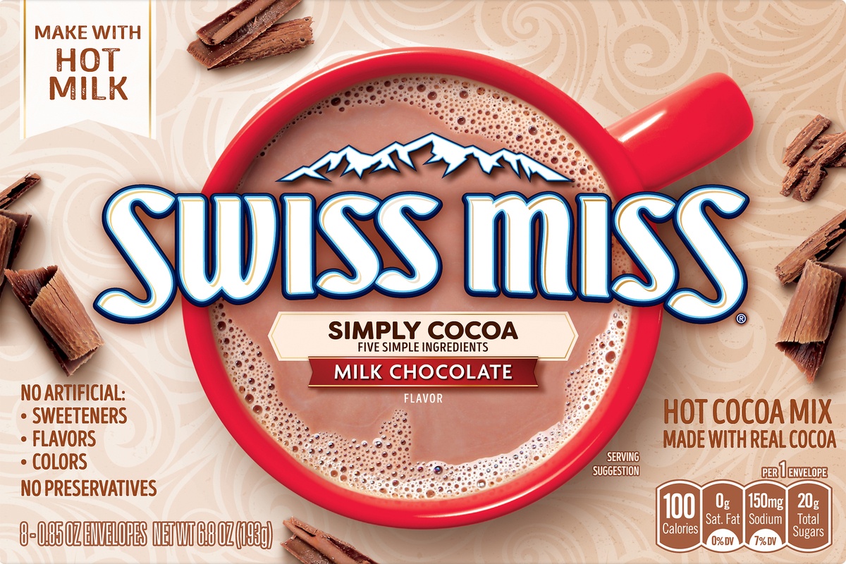 slide 9 of 11, Swiss Miss Simply Cocoa Milk Chocolate, 8 ct