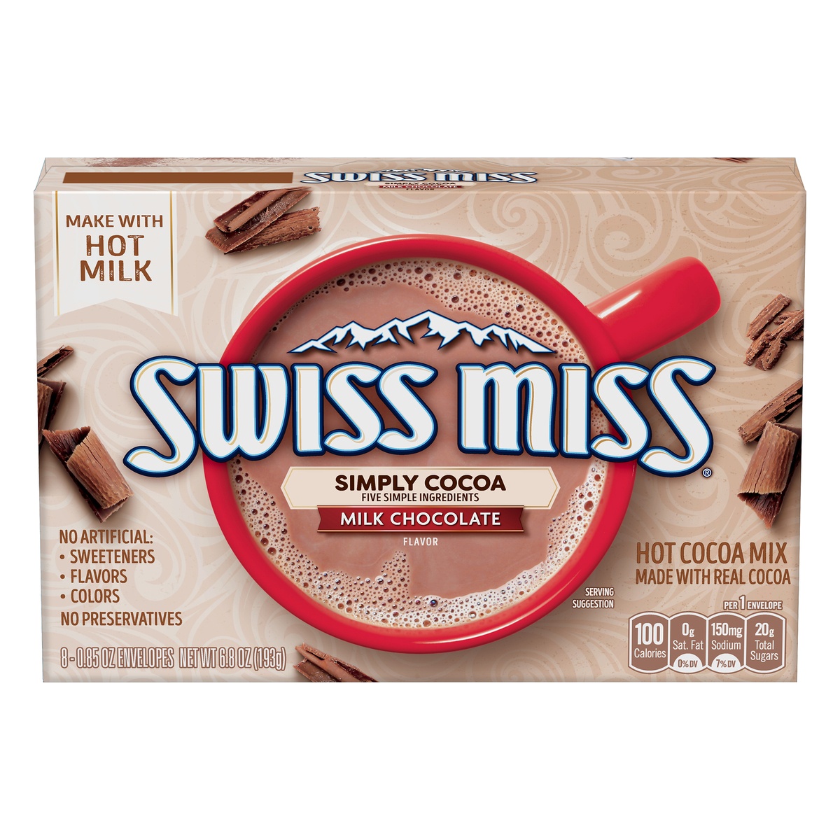 slide 1 of 11, Swiss Miss Simply Cocoa Milk Chocolate, 8 ct