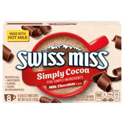Swiss Miss Simply Cocoa Milk Chocolate Flavored Hot Cocoa Mix, 8 Count Hot Cocoa Mix Packets
