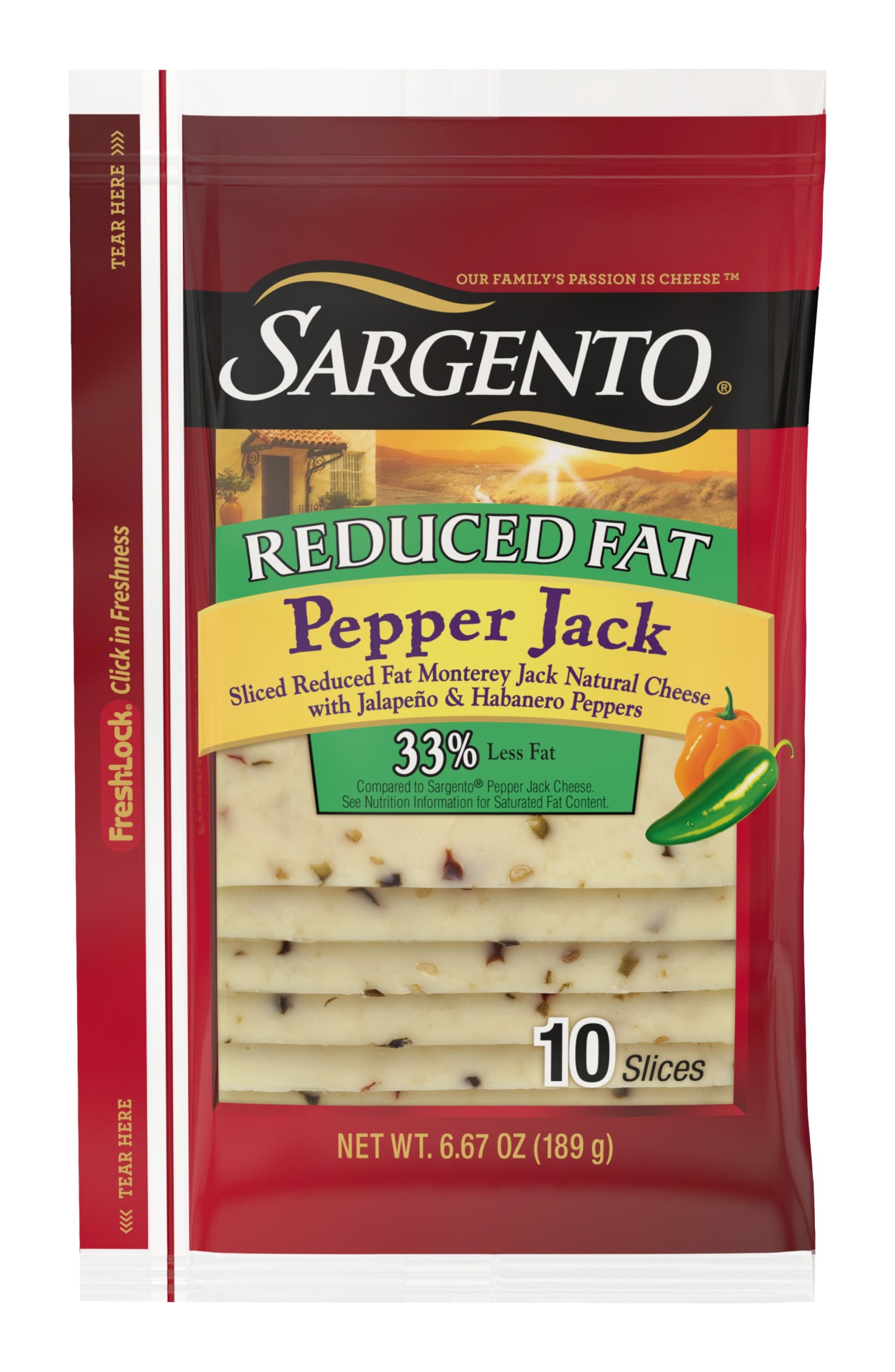 slide 1 of 1, Sargento Reduced Fat Pepper Jack Cheese, 6.67 oz