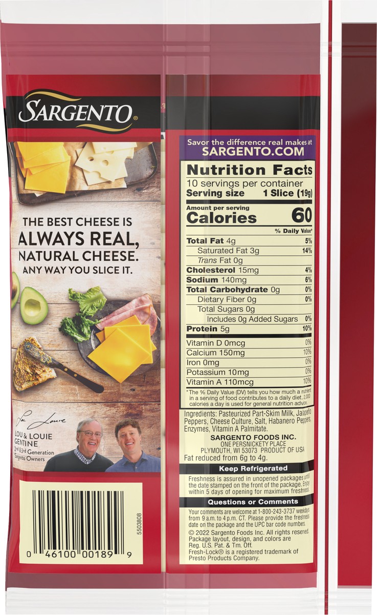 slide 5 of 8, Sargento Reduced Fat Pepper Jack Cheese, 6.67 oz