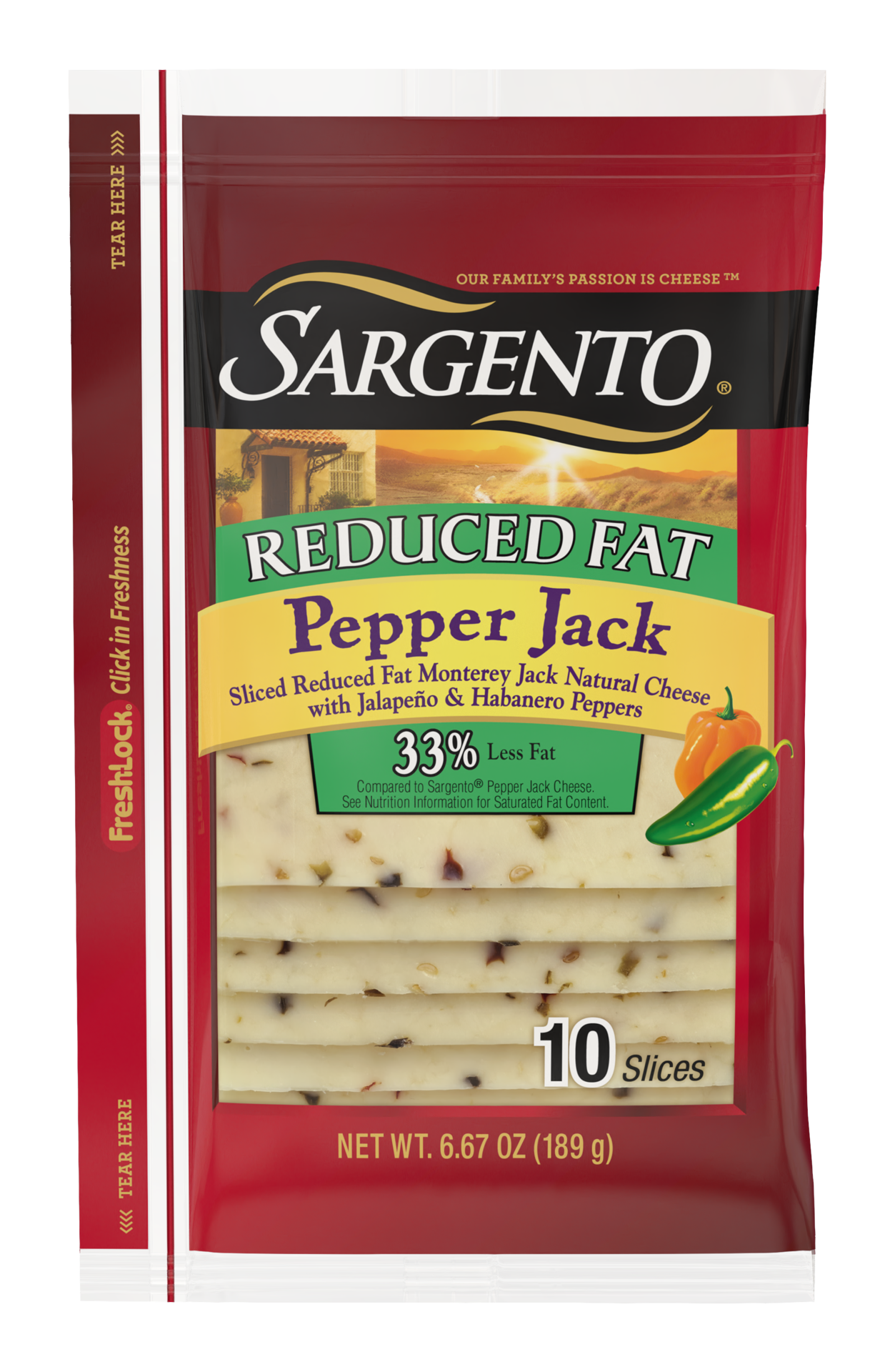 slide 1 of 8, Sargento Reduced Fat Pepper Jack Cheese, 6.67 oz