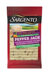 Sargento Reduced Fat Natural Pepper Jack Sliced Cheese, 10 Slices, 6.67 oz