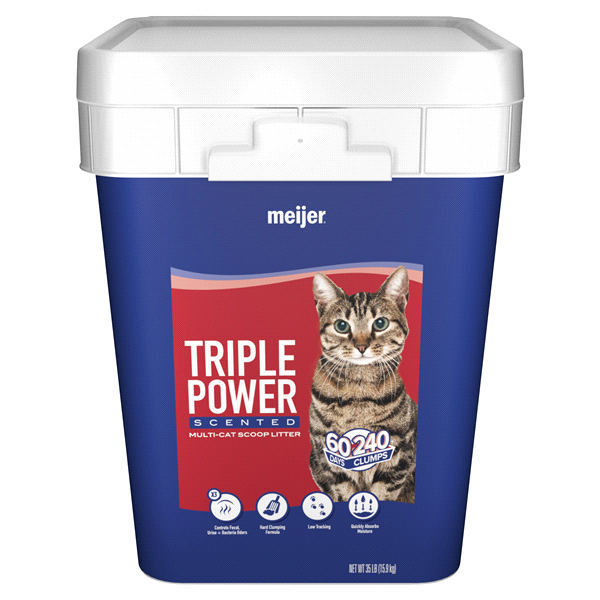 slide 1 of 1, Meijer Triple Power Clumping Cat Litter, 35 lb