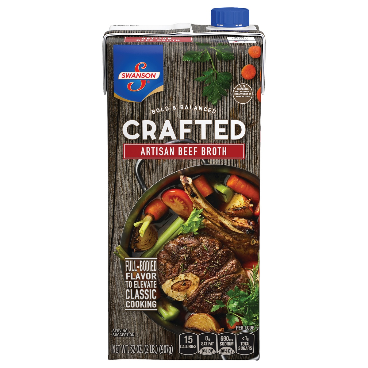 slide 1 of 10, Swanson Crafted Artisan Beef Broth, 32 oz