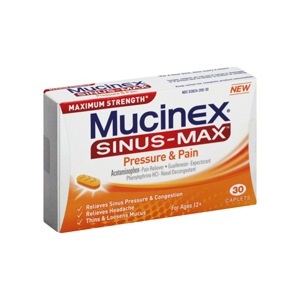 slide 1 of 1, Mucinex Maximum Strength Sinus-Max Pressure & Pain, 30 ct