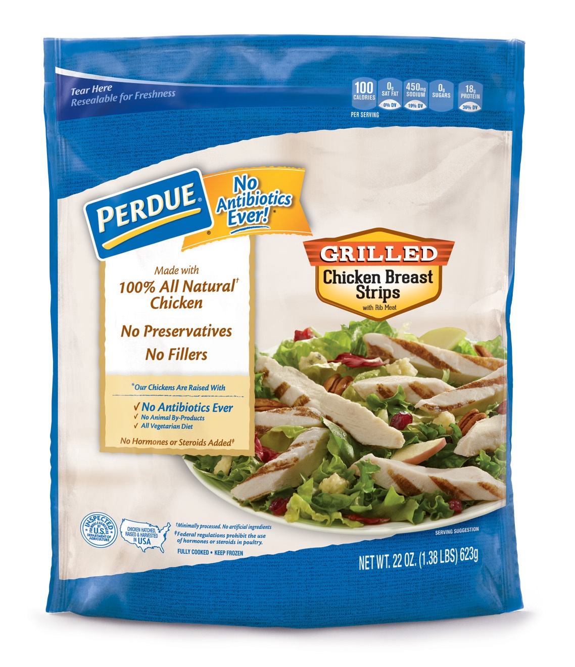 slide 1 of 1, PERDUE Grilled Chicken Breast Strips Fully Cooked , 22 oz