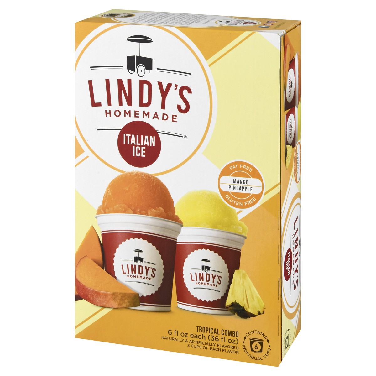 slide 13 of 15, Lindy's Homemade Tropical Combo Mango/Pineapple Italian Ice 6 - 6 fl oz Cups, 36 fl oz