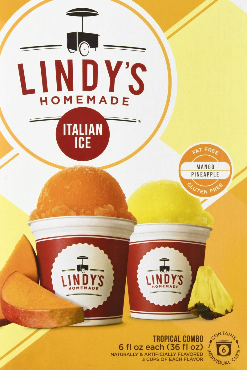 slide 5 of 15, Lindy's Homemade Tropical Combo Mango/Pineapple Italian Ice 6 - 6 fl oz Cups, 36 fl oz