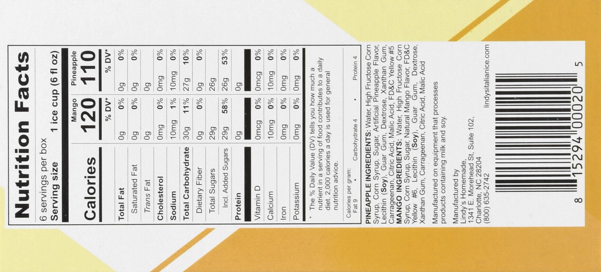 slide 14 of 15, Lindy's Homemade Tropical Combo Mango/Pineapple Italian Ice 6 - 6 fl oz Cups, 36 fl oz