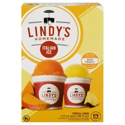Lindy's Homemade Tropical Combo Mango/Pineapple Italian Ice - 6 x 6 fl oz Cups