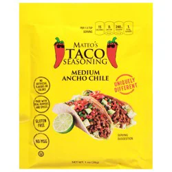 Mateo's Medium Ancho Chile Taco Seasoning 1 oz