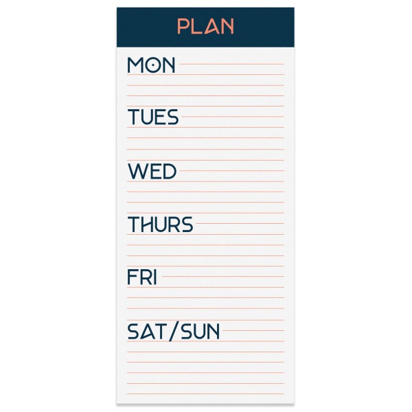 slide 1 of 1, Office Depot Undated Weekly List Pad, 4'' X 9'', Cantaloupe/Navy, Odus1933-025, 1 ct