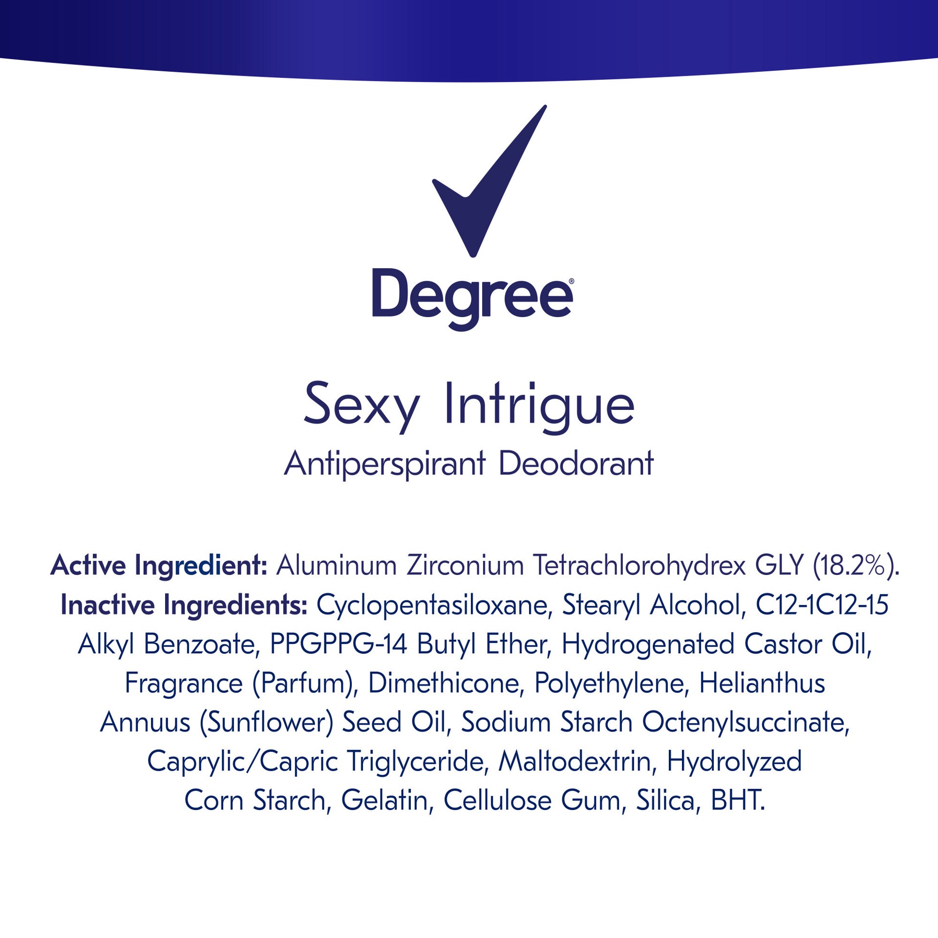 slide 6 of 6, Degree Antiperspirant Deodorant Sexy Intrigue, 2.6 oz, Twin Pack, 2.6 oz