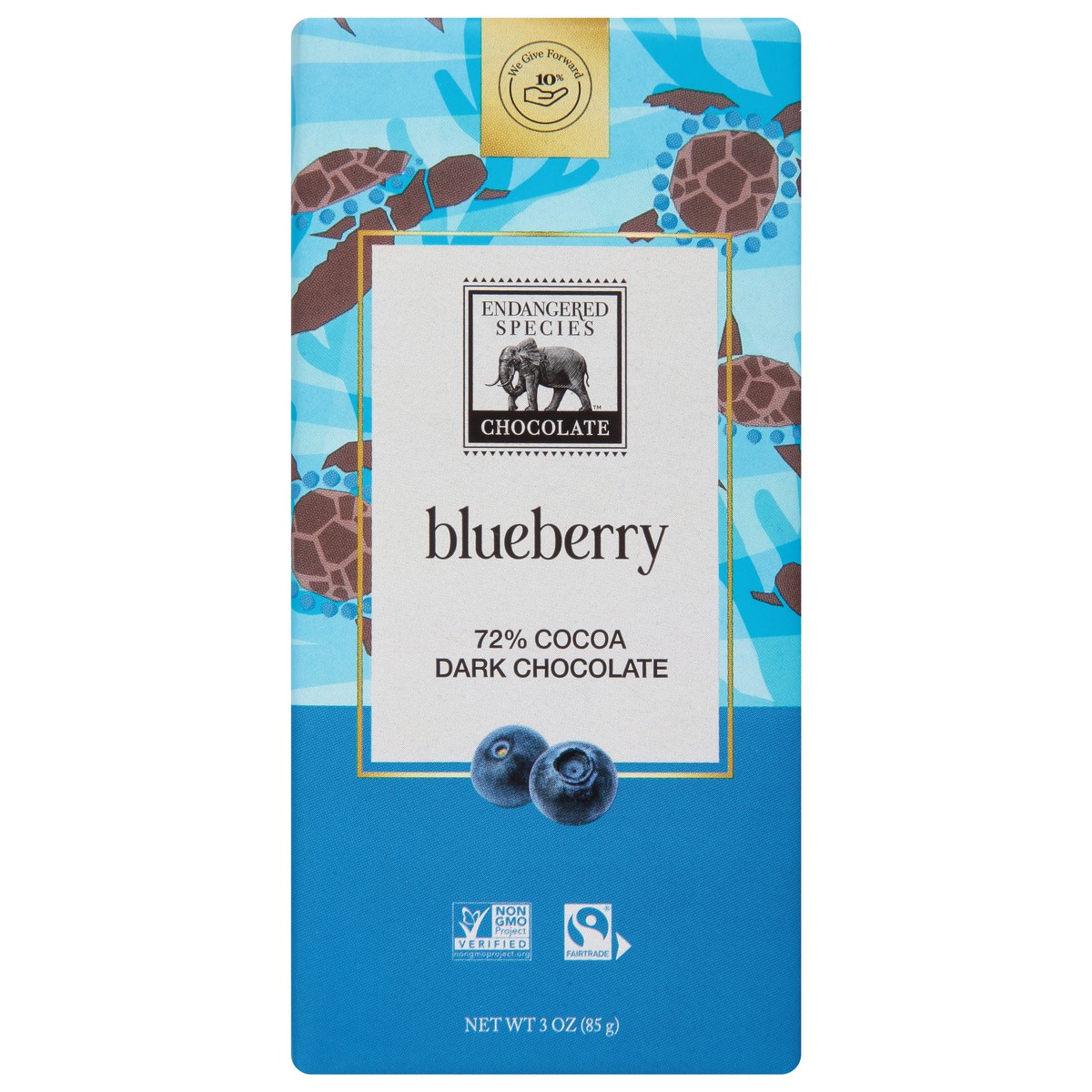 slide 1 of 2, Endangered Species Dark Chocolate with Blueberries Sea Turtle Bar, 3 oz