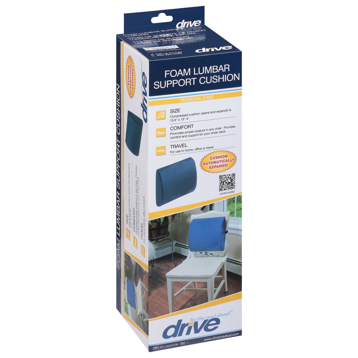 slide 7 of 9, Drive Foam Lumbar Support Cushion 1 ea, 1 ct