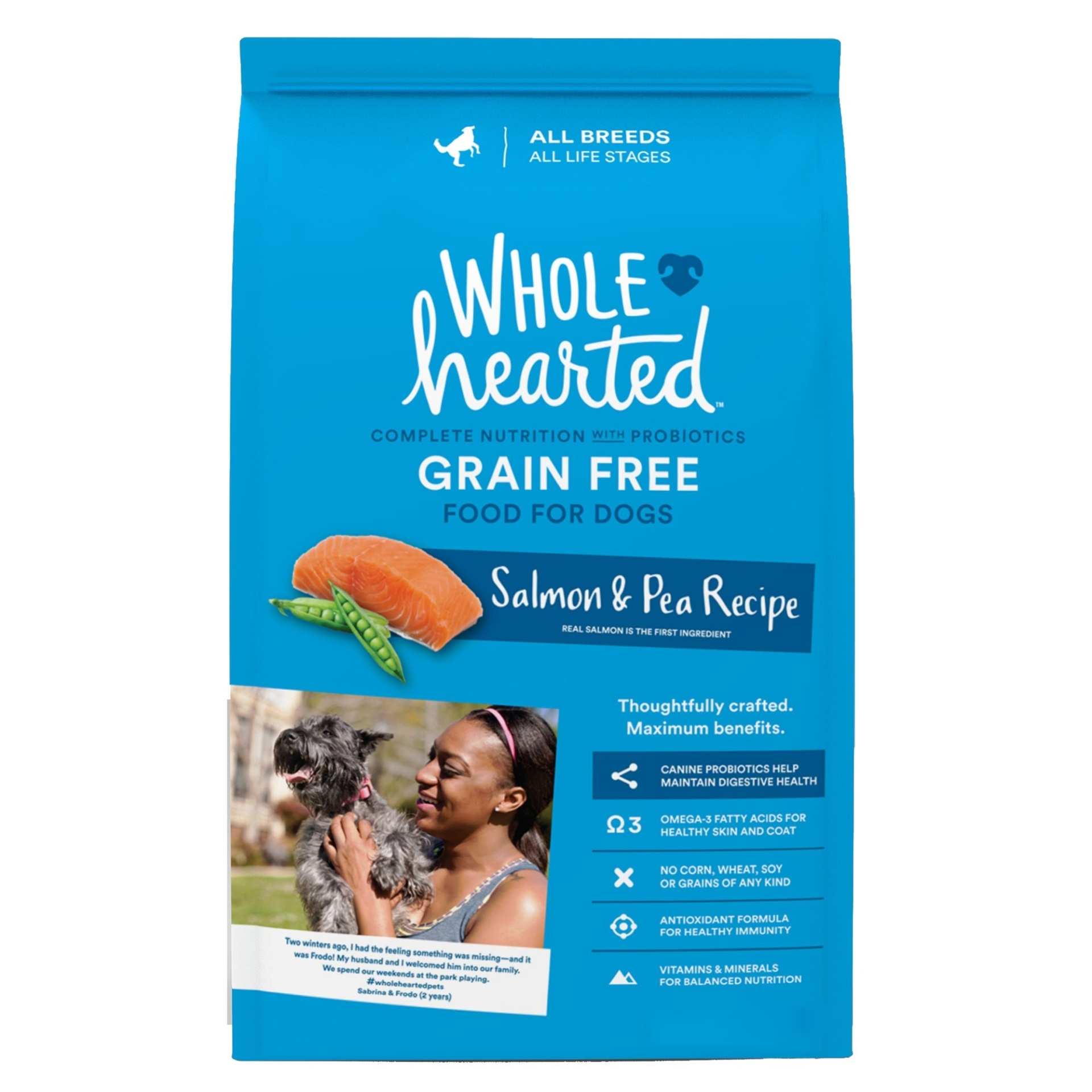 slide 1 of 1, WholeHearted Grain Free All Life Stages Salmon and Pea Recipe Dry Dog Food, 14 lb