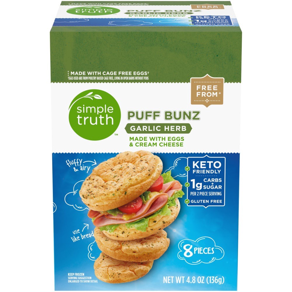 slide 3 of 3, Simple Truth Garlic Herb Puff Bunz 8 Count Box, 4.8 oz