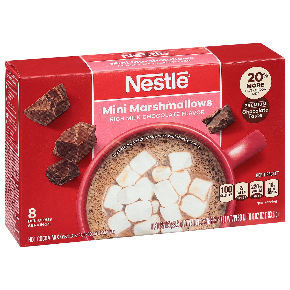 slide 3 of 9, Nestle Hot Cocoa Nestle Mini Marshmallow Hot Cocoa Mix Powder for Hot Chocolate, Envelopes, 8 Count, 7 oz