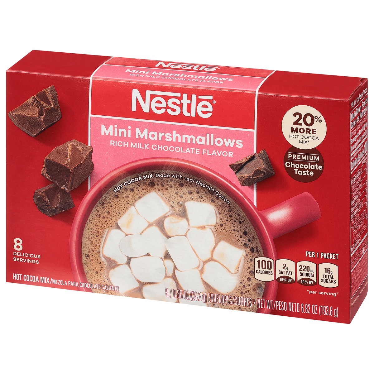 slide 4 of 9, Nestle Hot Cocoa Nestle Mini Marshmallow Hot Cocoa Mix Powder for Hot Chocolate, Envelopes, 8 Count, 7 oz