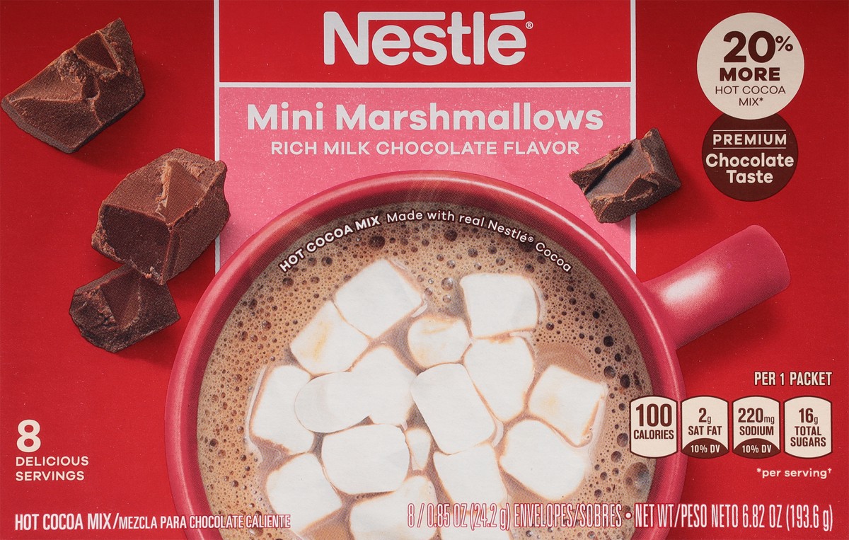 slide 7 of 9, Nestle Hot Cocoa Nestle Mini Marshmallow Hot Cocoa Mix Powder for Hot Chocolate, Envelopes, 8 Count, 7 oz