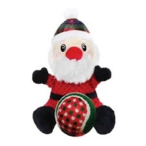 slide 1 of 1, Unique Petz Plush Tennis Ball Pet Toy, Santa, 1 ct