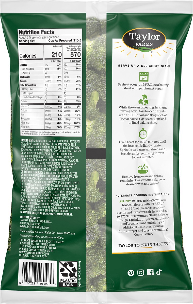 slide 4 of 6, Taylor Farms Roast Broccoli Caesar Veggies and Sauce 1 ea, 10.65 oz