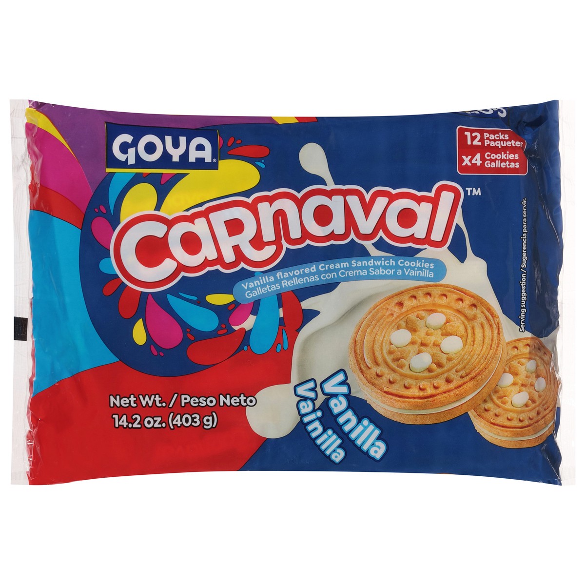 slide 6 of 14, Goya Carnaval Vanilla Sandwich Cookies 12 - 4 Cookie Packs - 12 ct, 14 oz