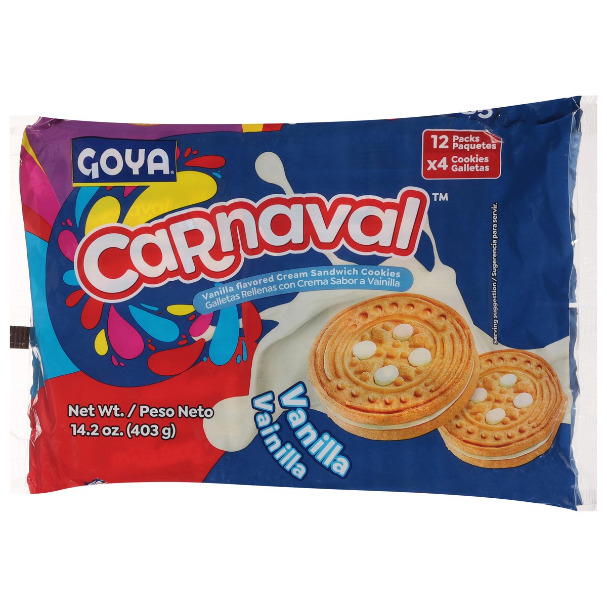 slide 8 of 14, Goya Carnaval Vanilla Sandwich Cookies 12 - 4 Cookie Packs - 12 ct, 14 oz