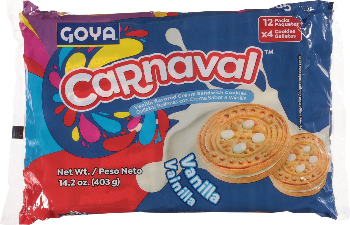 slide 7 of 14, Goya Carnaval Vanilla Sandwich Cookies 12 - 4 Cookie Packs - 12 ct, 14 oz