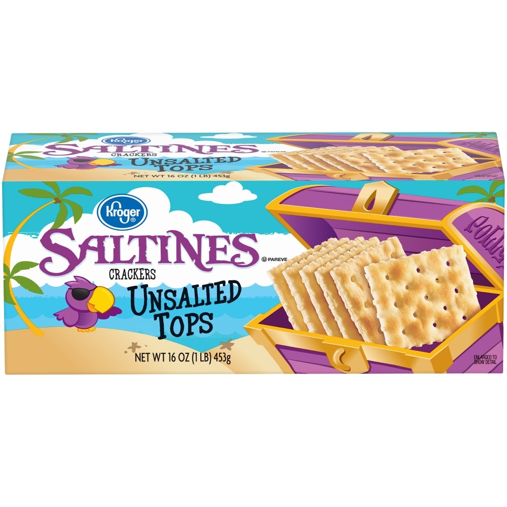 slide 1 of 1, Kroger Thin & Crispy Unsalted Saltine Crackers, 16 oz