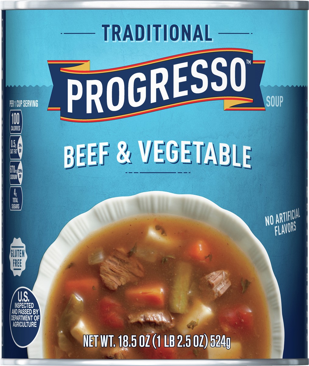 slide 5 of 14, Progresso Traditional Gluten Free Beef & Vegetable Soup, 18.5 oz., 18.5 oz