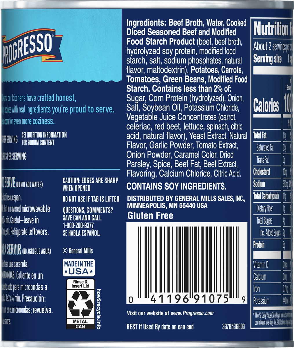 slide 12 of 14, Progresso Traditional Gluten Free Beef & Vegetable Soup, 18.5 oz., 18.5 oz