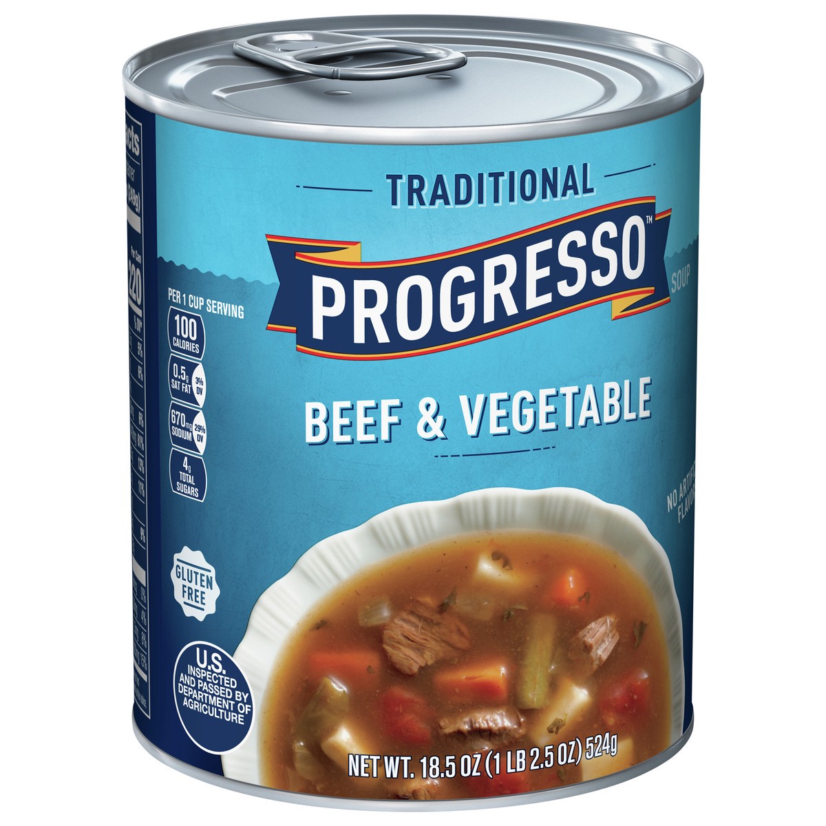 slide 6 of 14, Progresso Traditional Gluten Free Beef & Vegetable Soup, 18.5 oz., 18.5 oz