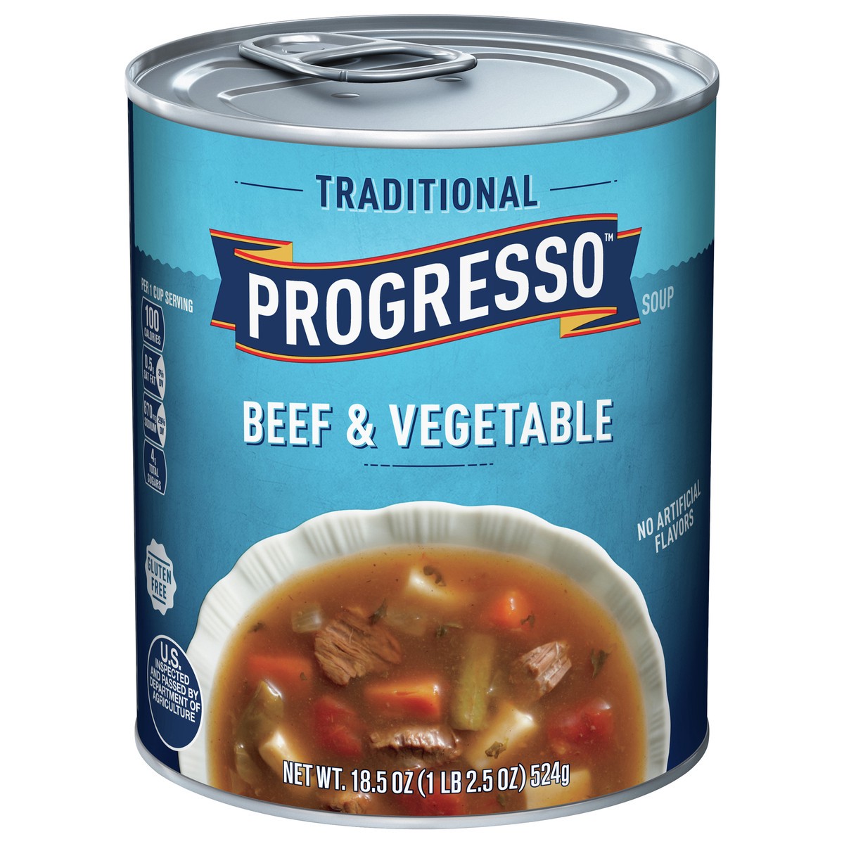 slide 1 of 14, Progresso Traditional Gluten Free Beef & Vegetable Soup, 18.5 oz., 18.5 oz