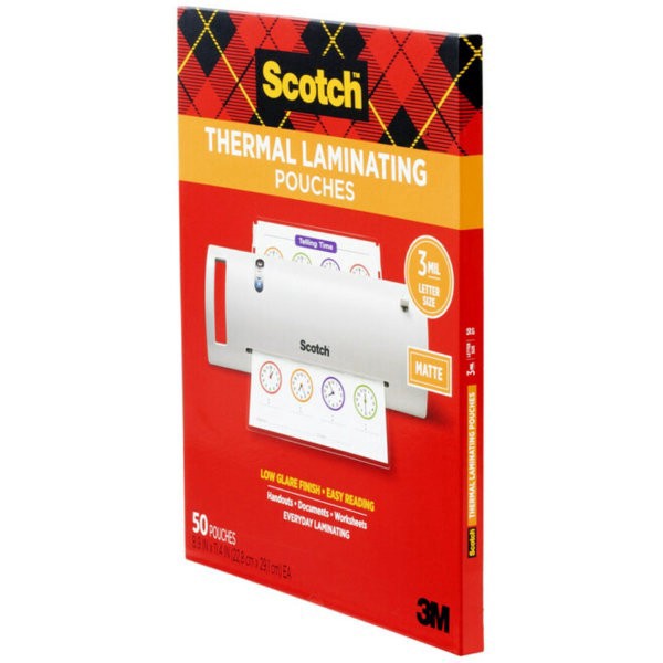 slide 4 of 10, Scotch® Thermal Laminating Pouches, 8-15/16"" x 11-7/16"", Matte, Clear, 50 Laminating Pouches, 1 ct